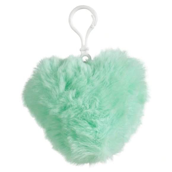 Accessories - Mint Green Furry Pom Pom Heart Clip
